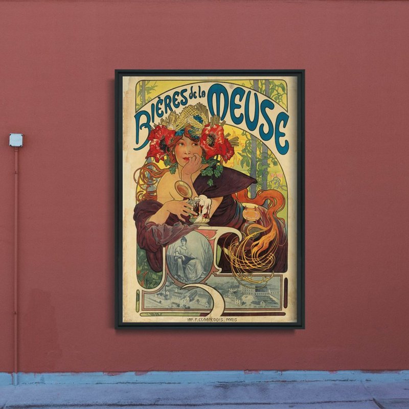 Retro-Poster Werbung-Art Nouveau Bieres de la Meuse