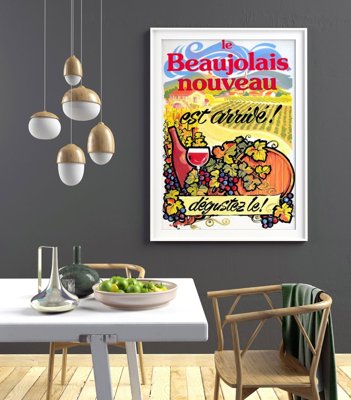 Poster im Retro-Stil Plakat des neuen Beaujolais Nouveau Wein