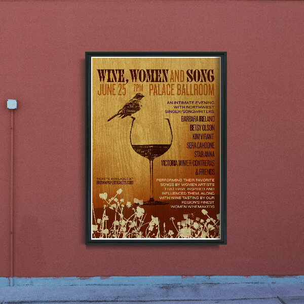 Retro-Poster Wein, Weib und Gesang