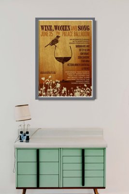 Retro-Poster Wein, Weib und Gesang