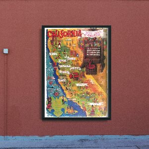 Poster im Retro-Stil Weinkarte Kalifornien