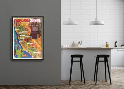 Poster im Retro-Stil Weinkarte Kalifornien