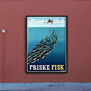 Poster Retro-Wohnzimmer Friske Fisk