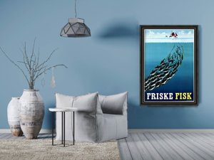 Poster Retro-Wohnzimmer Friske Fisk