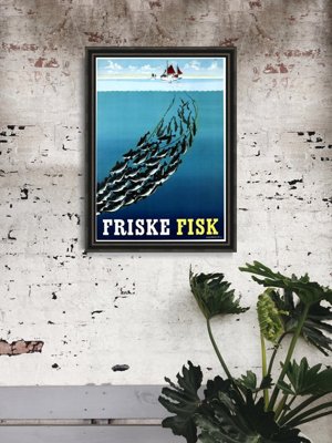 Poster Retro-Wohnzimmer Friske Fisk