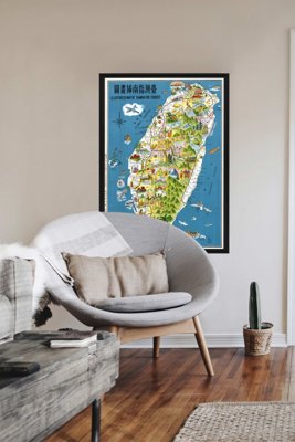 Weinleseplakat Imaging Karte von Taiwan