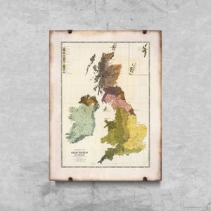 Weinleseplakat Alte Karte von Großbritannien und Irland