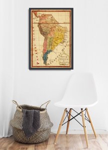 Weinleseplakat für das Wohnzimmer Karte von Südamerika