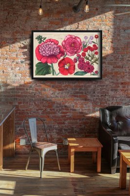 Retro-Poster Reprographie rosa Blume