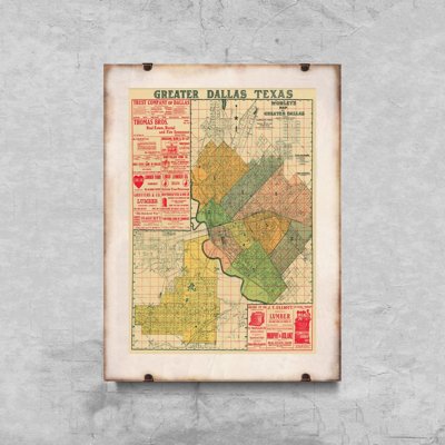 Plakat-Weinlese Die alte Karte von Dallas, Texas