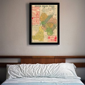 Plakat-Weinlese Die alte Karte von Dallas, Texas