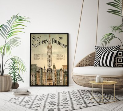 Weinleseplakat Philadelphia Wolkenkratzer