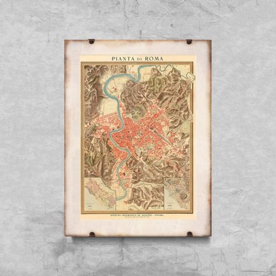 Plakat-Weinlese Alte Karte Roma Italien