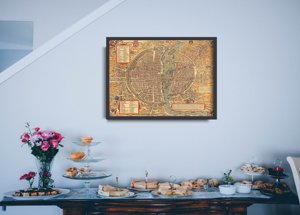 Weinleseplakat für das Wohnzimmer Karte von Paris