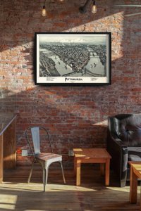 Plakat-Weinlese Alte Karte von Pittsburgh
