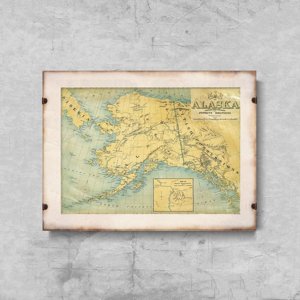 Poster im Retro-Stil Alte Karte von Alaska