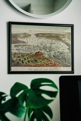 Weinleseplakat Hafen von New York Karte von Alter