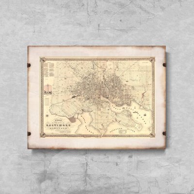 Poster Retro-Wohnzimmer Alte Karte von Baltimore Maryland