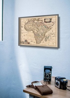 Weinleseplakat für das Wohnzimmer Karte von Afrika