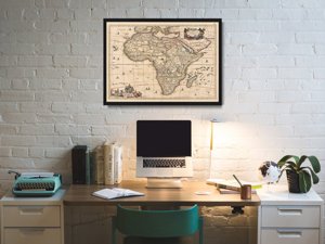 Weinleseplakat für das Wohnzimmer Karte von Afrika