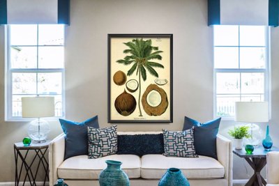 Poster-Weinlese Botanischer Kokospalme Druck