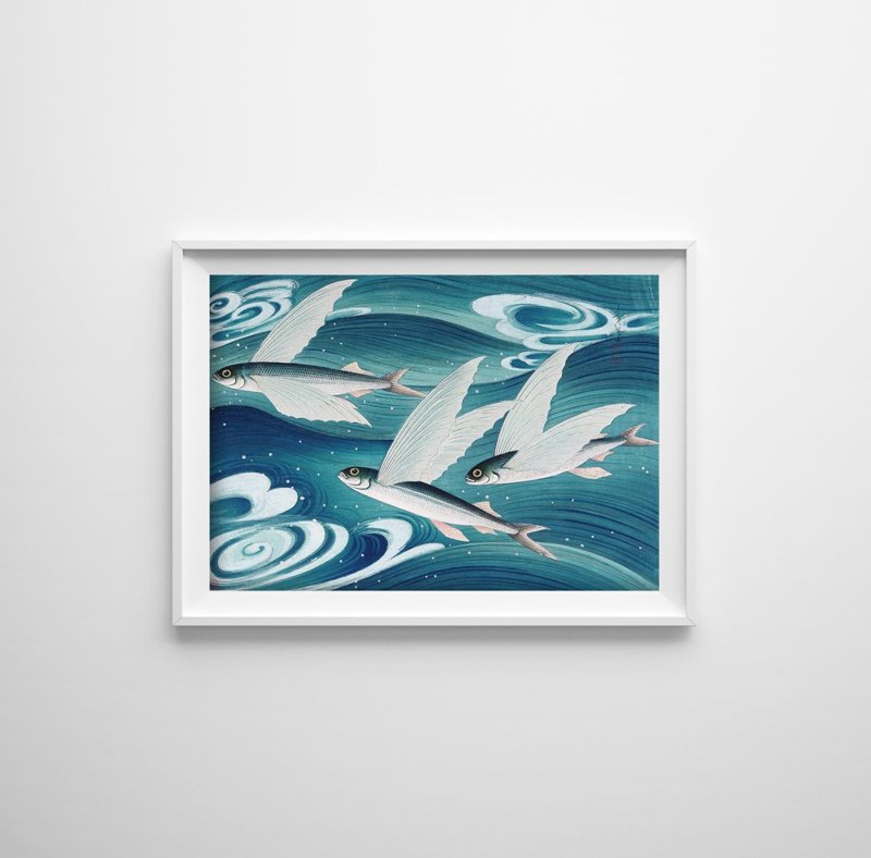 Poster Zimmer Fliegende Fische von Ono Bakufu