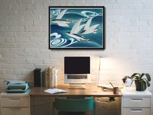 Poster Zimmer Fliegende Fische von Ono Bakufu