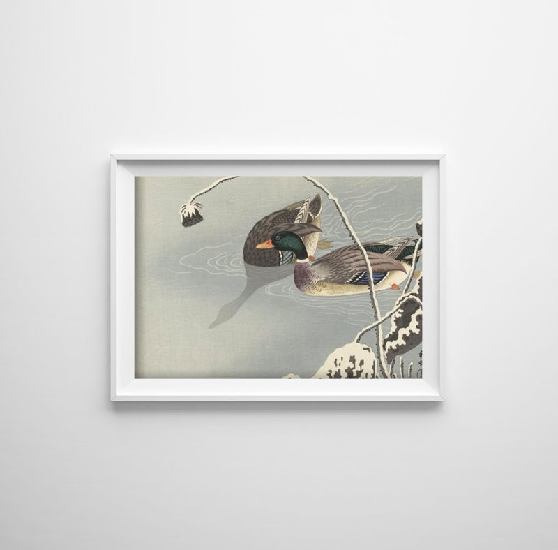 Poster Retro-Wohnzimmer Zwei Enten von Ohary Koson