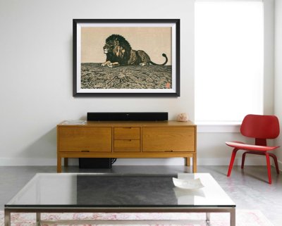 Vintage Poster Lion von Toshi Yoshida