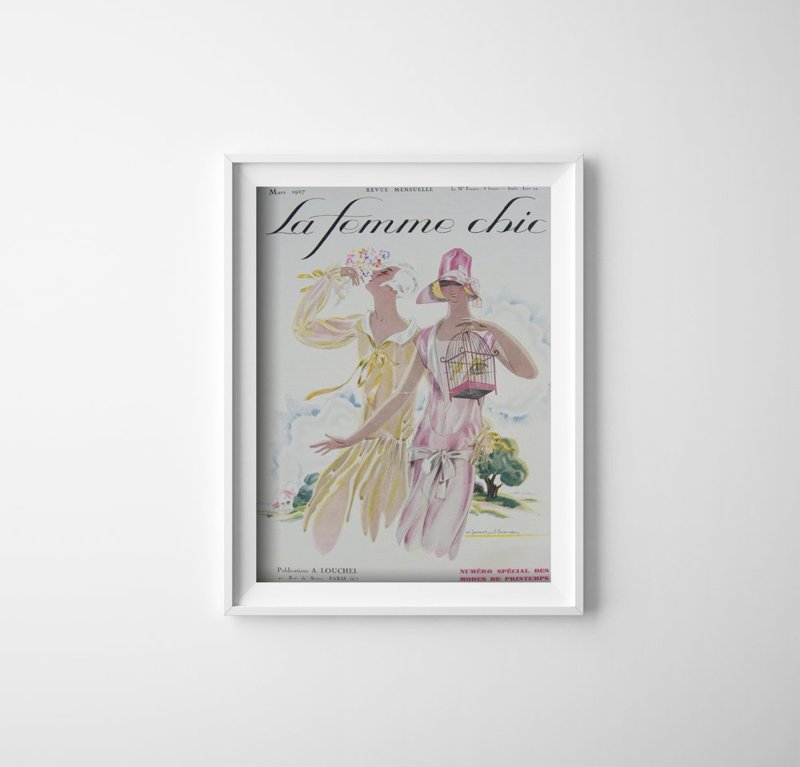 Plakat-Weinlese Illustration Zeitschrift La Femme Chic Mars