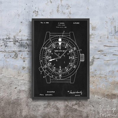 Plakat-Weinlese Clock Patent Rolex Wessel