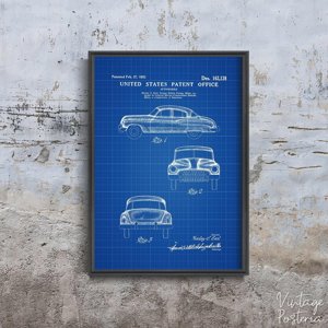 Poster Retro-Wohnzimmer General Motors Automobil-Patent Earl
