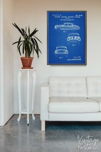 Poster Retro-Wohnzimmer General Motors Automobil-Patent Earl