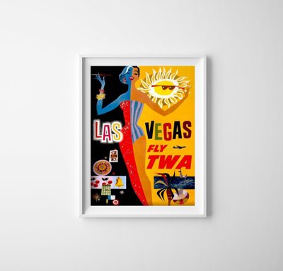 Weinleseplakat Las Vegas Fly TWA David Klein