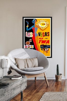 Weinleseplakat Las Vegas Fly TWA David Klein