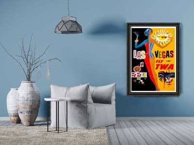 Weinleseplakat Las Vegas Fly TWA David Klein