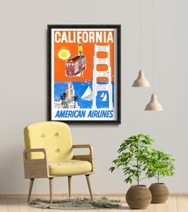Weinleseplakat für das Wohnzimmer California American Airlines