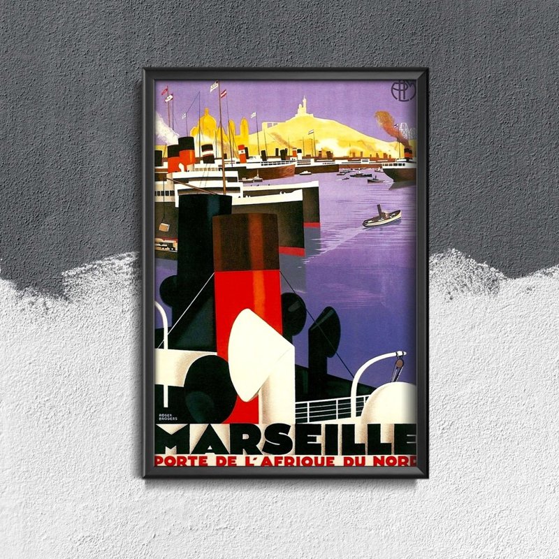Poster Retro-Wohnzimmer Marseille - Türen Nordafrika