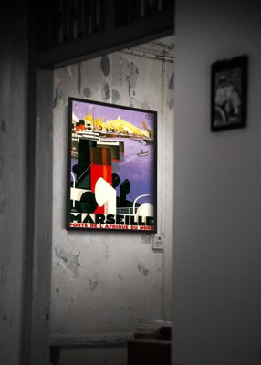 Poster Retro-Wohnzimmer Marseille - Türen Nordafrika