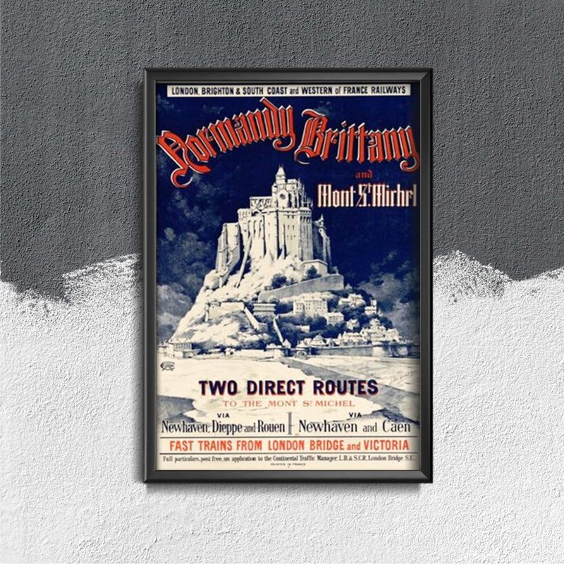 Poster im Retro-Stil Vintage Mont St. Michel, Frankreich