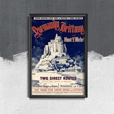 Poster im Retro-Stil Vintage Mont St. Michel, Frankreich