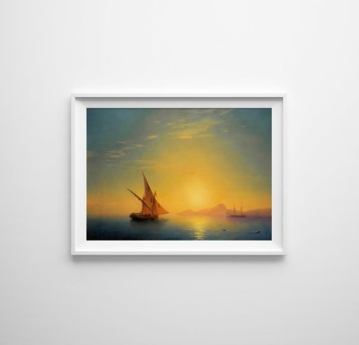 Plakat-Weinlese Sonnenuntergang über Ischia Ivan Aiwasowski