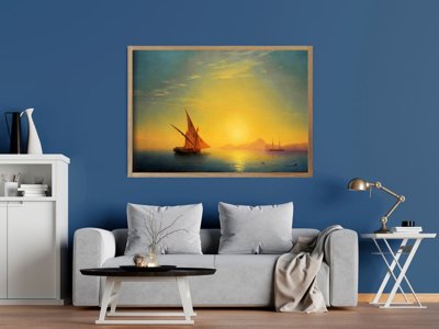 Plakat-Weinlese Sonnenuntergang über Ischia Ivan Aiwasowski