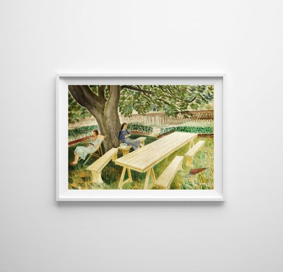 Poster im Retro-Stil Eric Ravilious Zwei Frauen im Garten