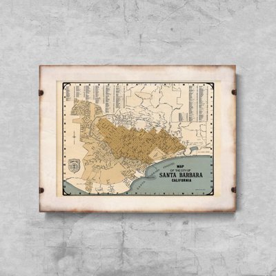 Poster Retro-Wohnzimmer Alte Karte von Santa Barbara, Kalifornien