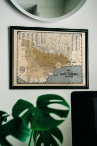 Poster Retro-Wohnzimmer Alte Karte von Santa Barbara, Kalifornien