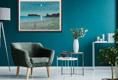 Poster Retro-Wohnzimmer Frühlingsmond am Strand Ninomiya von Kawase Hasui