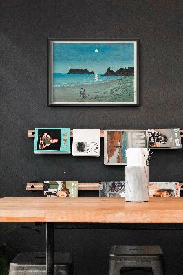 Poster Retro-Wohnzimmer Frühlingsmond am Strand Ninomiya von Kawase Hasui