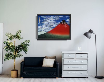 Poster im Retro-Stil roter berg