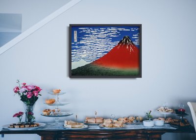 Poster im Retro-Stil roter berg